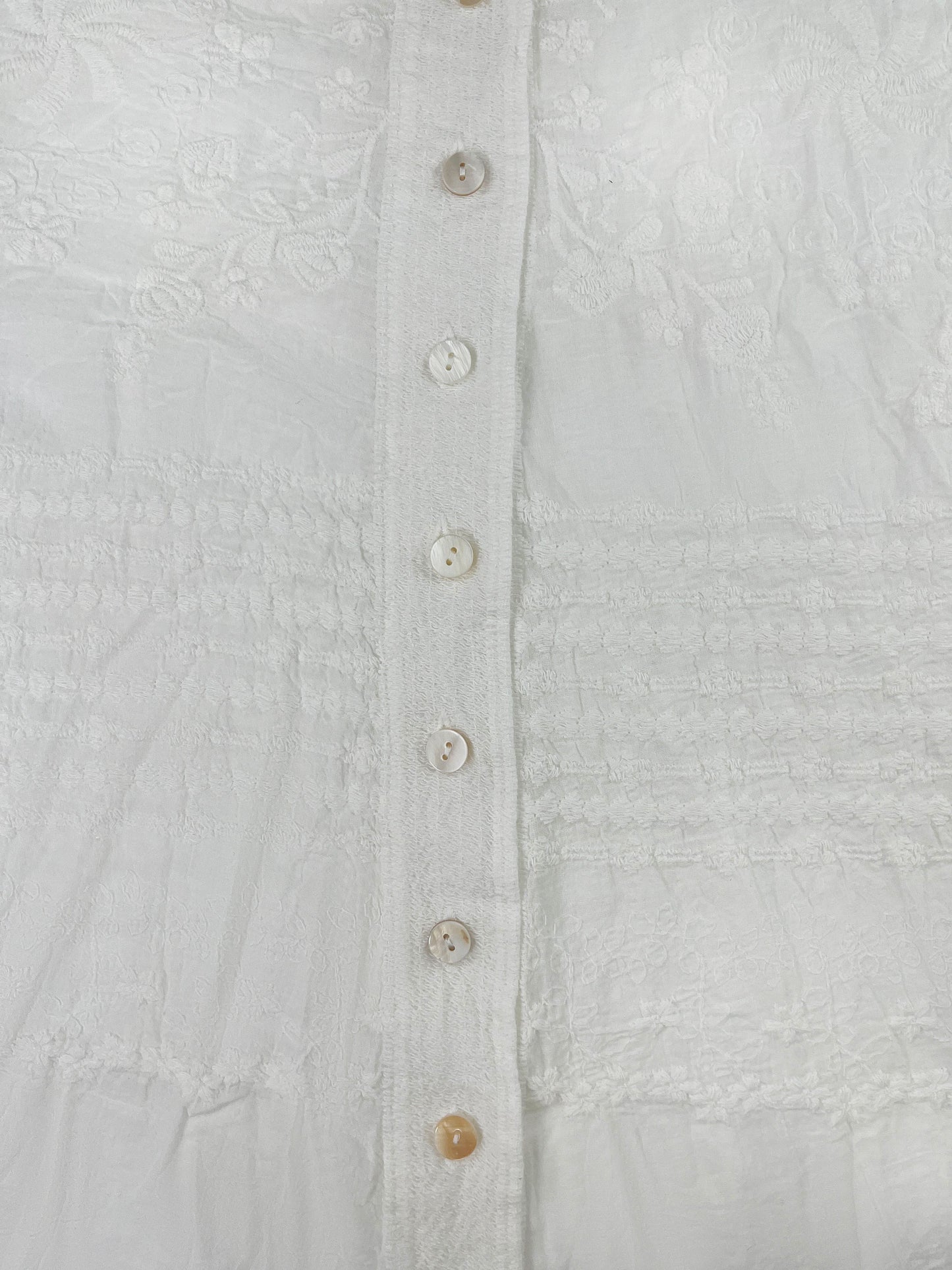 Seasonal Versatility Elegant French Vintage-Inspired Long Sleeve Crochet Blouse for Women - Sheer White Button-Up Shirt with Delicate Lace Detailing, Casual Loose Fit, Perfect for Spring and Fall