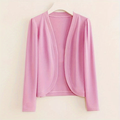 Women's Elegant Long Sleeve Cardigan - Open Front Shawl Design, Breathable Windproof Sunscreen Polyester, 4 Colors (Olive Green\u002FRed\u002FGreen\u002FWhite) for Mature Style & All-Day Comfort, Cardigan, Casual Layering Piece, Lightweight Fabric