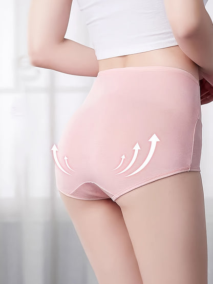4pcs Seamless High-Rise Panties Set - Soft, Breathable, Elastic, Butterfly & Bow Design, Light Pink, Beige, Lavender, Comfortable & Flattering Underwear for Women, Comfortable Underwear | Minimalist Design | Smooth Texture