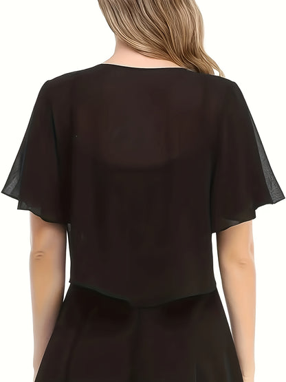 Women's Solid Color Short Sleeve Shirt Cardigan, Light and Breathable, Sun Protection Cover-up, Beach Vacation Commuting Dating Home Leisure, Classic Versatile Style, Easily Coping with All Major Occasions